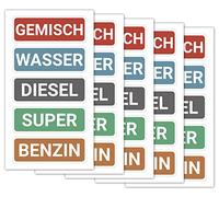 Fuel Sticker Super, Petrol, Diesel, Mix, Water - Tank Sticker for Car & Motorcycle, Note Marking for Canister, Fuel Cap, Petrol Can - Weatherproof, Durable (25 Mix)
