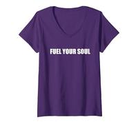 Fuel Your Soul V-Neck T-Shirt, Women, Purple, S