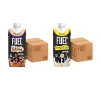 FUEL10K Breakfast Milk Drink Bundle, 8 x Vegan Chocolate Oat Drink & 8 x Banana Breakfast Milk Drink, High Protein & Vitamins, 330 ml (Pack of 16)