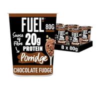 FUEL10K Chocolate Fudge 20g High Protein Porridge Oat Cereal Pot, 80 g (Pack of 8)