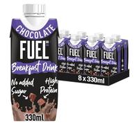 FUEL10K Chocolate High Protein Milk Breakfast Drink, 15g Protein & No Added Sugar, 330 ml (Pack of 8)