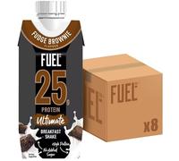 FUEL10K Fudge Brownie 25g High Protein Breakfast Shake Drink, 330 ml (Pack of 8)