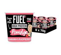 FUEL10K High Protein Banana & Raspberry Porridge Oat Cereal Pot, 70 g (8 Pack)