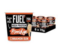 FUEL10K High Protein Cinnamon Bun Porridge Pot, 13g Protein, Source of Fibre, 70g (Pack of 8)
