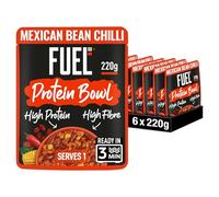 FUEL10K High Protein Mexican Bean Chilli Microwave Ready Meal, 14g Protein & High Fibre, 220 g (Pack of 6)