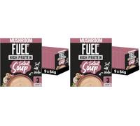 FUEL10K High Protein Mushroom Instant Cup Soup, 3 Sachets Per 64g Box, (Total 9 Boxes : 27 Sachets) (Pack of 2)