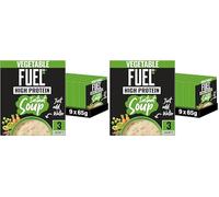 FUEL10K High Protein Vegetable Instant Cup Soup, 3 Sachets Per 65g Box, (Total 9 Boxes : 27 Sachets) (Pack of 2)