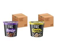 FUEL10K Porridge Pot Bundle, 8 x Chocolate Porridge Pots & 8 x Golden Syrup Porridge Pots, High in Protein & Fibre, 70 g (Pack of 16)