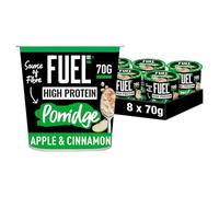 FUEL10K Porridge Pots, Apple and Cinnamon - 8x70g - High Protein On The Go Breakfast