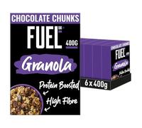 FUEL10K Protein Boosted, Chunky Granola, Chocolate Loaded, 6 x 400 Gram Box - High Fibre, Vitamin Boosted Vegan Cereal with Dark Chocolate Pieces, Jumbo Oats & Pumpkin Seeds