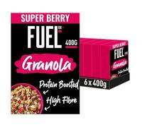 FUEL10K Protein Boosted, Chunky Granola, Super Berry, 6 x 400 Gram Box - High Fibre, Vitamin Boosted, Vegan Cereal with Mixed Fruit Pieces, Jumbo Oats & Pumpkin Seeds