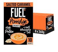 FUEL10K Salted Caramel Protein Porridge Sachets, 80 Servings, 10g Protein and High Fibre, 10 × 36g (Pack of 8)