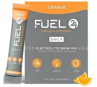 Fuel24 Electrolytes - Daily Hydration Sachets, Zero Sugar, Electrolyte Powder (10 or 30 Pack) Essential Minerals - Sodium, Magnesium, Potassium, Vitamin C B12 & L Glutamine (10 Pack, Orange)