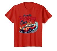 Fueled by Birthday Cake Pit Crew Family Racing Party T-Shirt, Kids, Red, 3 Years