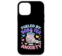 Fueled By Boba Tea And Anxiety Skeleton Humor Case for iPhone 12 mini