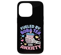 Fueled By Boba Tea And Anxiety Skeleton Humor Case for iPhone 13 Pro