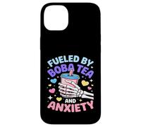 Fueled By Boba Tea And Anxiety Skeleton Humor Case for iPhone 14 Plus