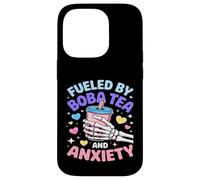 Fueled By Boba Tea And Anxiety Skeleton Humor Case for iPhone 14 Pro