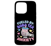 Fueled By Boba Tea And Anxiety Skeleton Humor Case for iPhone 15 Pro Max