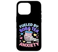 Fueled By Boba Tea And Anxiety Skeleton Humor Case for iPhone 16 Pro