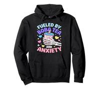 Fueled By Boba Tea And Anxiety Skeleton Humor Pullover Hoodie