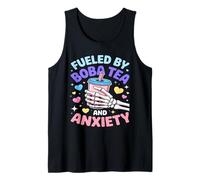 Fueled By Boba Tea And Anxiety Skeleton Humor Tank Top