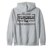 Fueled By Books and Coffee 5th Grade Teacher Zip Hoodie