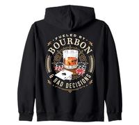 Fueled By Bourbon And Bad Decisions Whiskey Poker Zip Hoodie