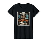 Fueled by Caffeine and Chaos Defines the True Coffee Nerd Value Graphic T-Shirt, Women, Black, S