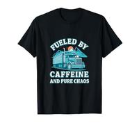 Fueled by Caffeine and Chaos Truck Driver Retro Art T-Shirt