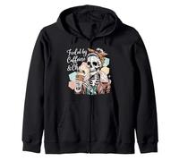 Fueled By Caffeine & Chaos Mom Life Coffee Lover Motherhood Zip Hoodie