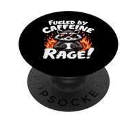 Fueled By Caffeine Rage! Coffee Lover Raccoon PopSockets Adhesive PopGrip