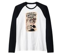 Fueled by Caffeine Rage Coffee Lover Tired Mom Sarcasm Raglan Baseball Tee