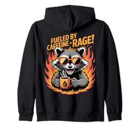 Fueled By Caffeine Rage Feral Raccoon Meme Love Coffee Zip Hoodie