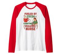 Fueled by Cocoa & Charting Pediatric Nurse Design Raglan Baseball Tee