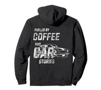 Fueled By Coffee and Car Stories, Destressed Vintage Pullover Hoodie