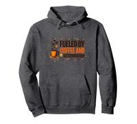 Fueled by Coffee and Determination Pullover Hoodie, Adult Unisex, Dark Heather Grey, M