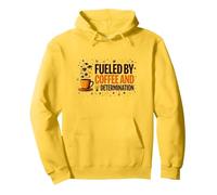 Fueled by Coffee and Determination Pullover Hoodie, Adult Unisex, Lemon, XXL