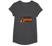 Fueled by Coffee and Determination T-Shirt, Girls, Dark Heather Grey, Medium