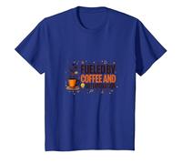 Fueled by Coffee and Determination T-Shirt, Kids, Royal Blue, 12 Years