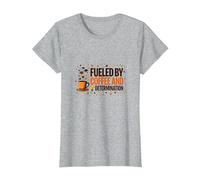 Fueled by Coffee and Determination T-Shirt, Women, Heather Grey, XXL