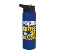 Fueled by Coffee and Dragons Fantasy Lover Stainless Steel Insulated Water Bottle