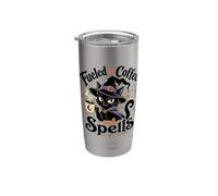 Fueled by Coffee and Spells Black Cat Witch Stainless Steel Insulated Tumbler