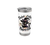 Fueled by Coffee and Spells Black Cat Witch Stainless Steel Insulated Tumbler