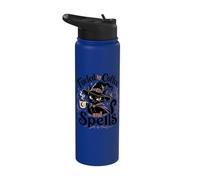 Fueled by Coffee and Spells Black Cat Witch Stainless Steel Insulated Water Bottle