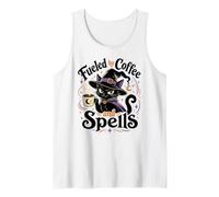 Fueled by Coffee and Spells Black Cat Witch Tank Top