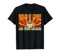 Fueled By Coffee and Third Graders Teacher School Value Graphic T-Shirt, Men, Black, S