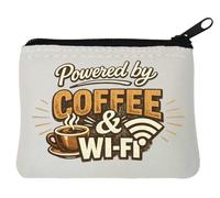 Fueled by Coffee and WiFi Neoprene Coin Purse Pouch 10x11cm White