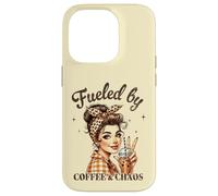 Fueled by COFFEE & CHAOS Retro Woman Funny Design Case for iPhone 14 Pro
