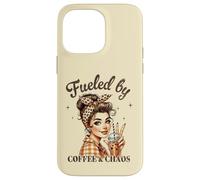 Fueled by COFFEE & CHAOS Retro Woman Funny Design Case for iPhone 14 Pro Max